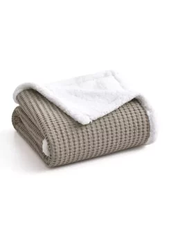 Buy 👏 Levtex Home Mills Waffle Charcoal Sherpa Throw 🔔