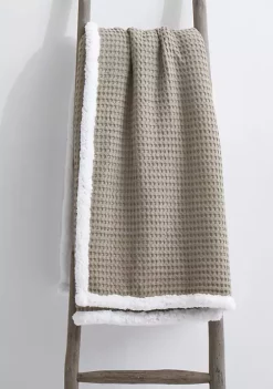 Buy 👏 Levtex Home Mills Waffle Charcoal Sherpa Throw 🔔 -Cheap Levtex Store Belk 1015