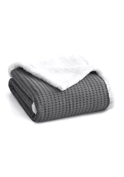 Buy 👏 Levtex Home Mills Waffle Charcoal Sherpa Throw 🔔 -Cheap Levtex Store Belk 1019
