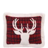 Best Pirce 🎁 Levtex Home Fur Deer on Red Plaid Pillow 🔥 -Cheap Levtex Store Belk 1135