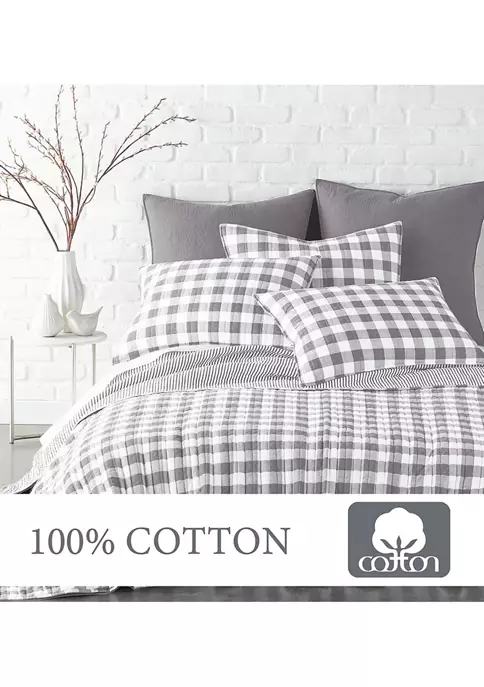 New ๐ Levtex Home Elijah Gray Gingham King Quilt Set ๐ฅ 6 New ๐ Levtex Home Elijah Gray Gingham King Quilt Set ๐ฅ - Image 4