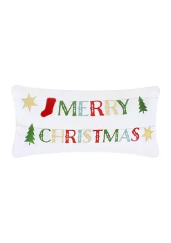 Coupon 😀 Levtex Home Gnome for the Holidays White Merry 🎁 Christmas Pillow - 12" x 24" 🥰
