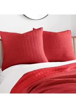 Coupon ❤️ Levtex Home Mills Waffle Red Euro Sham - 2 Pack 👍 -Cheap Levtex Store Belk 1181