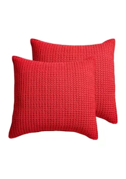 Coupon ❤️ Levtex Home Mills Waffle Red Euro Sham - 2 Pack 👍 -Cheap Levtex Store Belk 1183