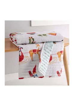 Promo 😀 Levtex Home Gnome for the Holidays White Quilted Throw 😀 -Cheap Levtex Store Belk 1219