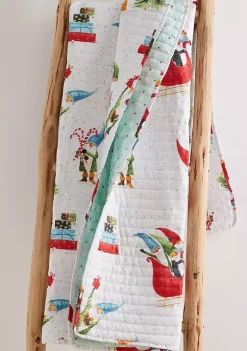 Promo 😀 Levtex Home Gnome for the Holidays White Quilted Throw 😀 -Cheap Levtex Store Belk 1220