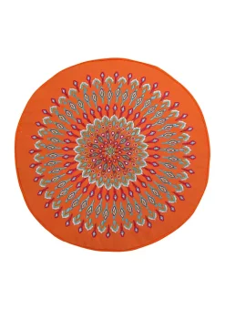 Cheap ๐ฅ Levtex Azalea Orange Peacock Round Pillow โค๏ธ