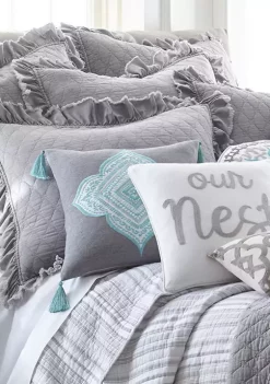 Budget 💯 Levtex Grey Stonewashed Euro Sham Set ✔️ -Cheap Levtex Store Belk 1273