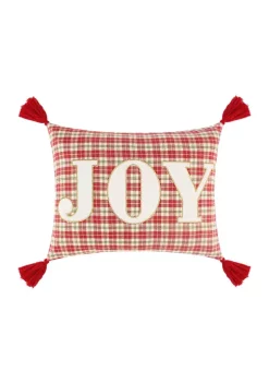Deals ✨ Levtex Home Home for 🎁 Christmas Joy Plaid Pillow 14x18 👍 -Cheap Levtex Store Belk 1292