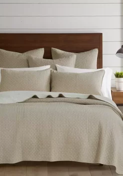 Hot Sale ⌛ Levtex Home Cross Stitch Bright White Reversible Quilt Set ⭐ -Cheap Levtex Store Belk 13