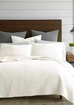 Hot Sale ⌛ Levtex Home Cross Stitch Bright White Reversible Quilt Set ⭐ -Cheap Levtex Store Belk 14