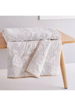 Deals 😉 Levtex Home Perla White Quilted Throw 🔔 -Cheap Levtex Store Belk 1468