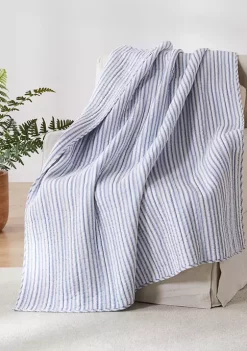 Coupon 🎉 Levtex Home Tobago Stripe Blue Quilted Throw 🔔 -Cheap Levtex Store Belk 1537