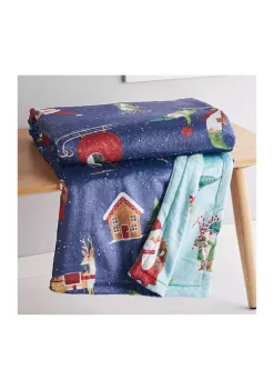 Budget 😀 Levtex Home Gnome for the Holidays Mint Blanket - Reverse Navy ❤️ -Cheap Levtex Store Belk 1567