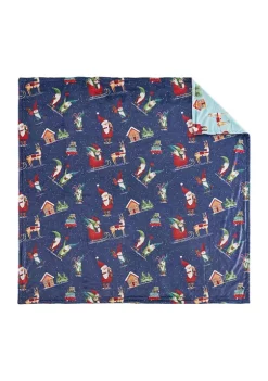 Budget 😀 Levtex Home Gnome for the Holidays Mint Blanket - Reverse Navy ❤️ -Cheap Levtex Store Belk 1568