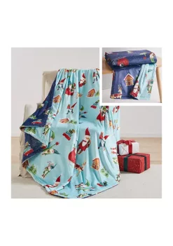 Budget 😀 Levtex Home Gnome for the Holidays Mint Blanket - Reverse Navy ❤️ -Cheap Levtex Store Belk 1569