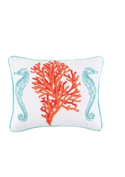 Cheapest 🎉 Levtex Home Sunset Bay Seahorses Coral Pillow 😍 -Cheap Levtex Store Belk 1946