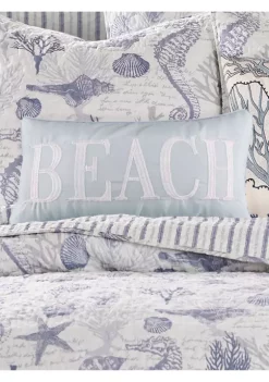 Hot Sale 💯 Levtex Tahiti Gray Beach Embroidered Pillow 😍 -Cheap Levtex Store Belk 2239