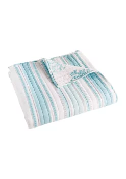 Hot Sale 💯 Levtex Home Cape Coral Stripe Quilted Throw ⭐ -Cheap Levtex Store Belk 2257
