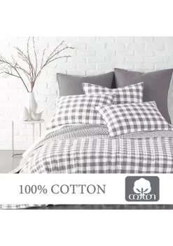 Deals ✨ Levtex Home Elijah Gray Gingham Full/Queen Quilt Set 👏 -Cheap Levtex Store Belk 2289