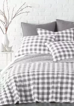 Deals ✨ Levtex Home Elijah Gray Gingham Full/Queen Quilt Set 👏 -Cheap Levtex Store Belk 2291