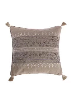 Best Sale 🎉 Levtex Ginerva Embroidered Striped Burlap Pillow 🎉