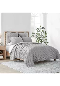 Deals 🌟 Levtex Home Light Gray Velvet Full/Queen Quilt Set ✨ -Cheap Levtex Store Belk 2511