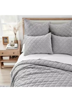 Deals 🌟 Levtex Home Light Gray Velvet Full/Queen Quilt Set ✨ -Cheap Levtex Store Belk 2512