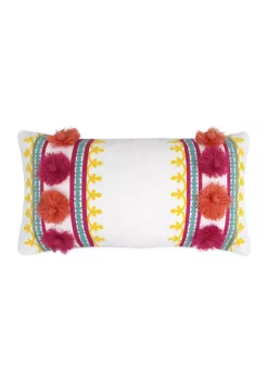 Best deal 😉 Levtex Leora Pom Embroidered Pillow 🎁 -Cheap Levtex Store Belk 2518