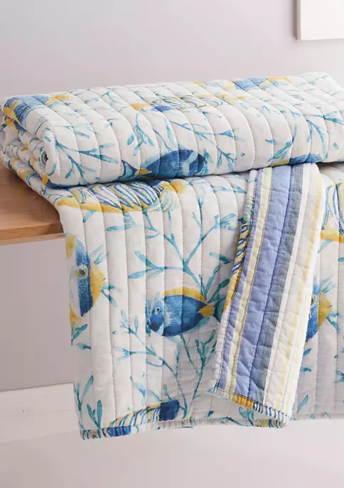 Promo 🤩 Levtex Home Tropical Sea Quilted Throw 💯 4 Promo 🤩 Levtex Home Tropical Sea Quilted Throw 💯 - Image 2