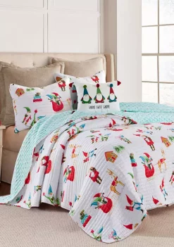 Wholesale 😀 Levtex Home Gnome for the Holidays White Full/Queen Quilt ✔️ -Cheap Levtex Store Belk 267