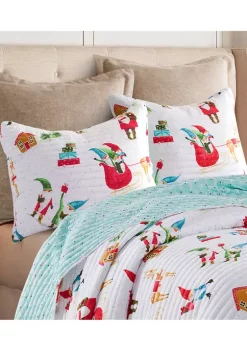 Wholesale 😀 Levtex Home Gnome for the Holidays White Full/Queen Quilt ✔️ -Cheap Levtex Store Belk 268