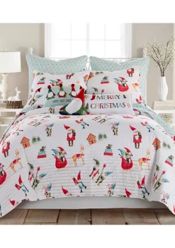 Wholesale 😀 Levtex Home Gnome for the Holidays White Full/Queen Quilt ✔️ -Cheap Levtex Store Belk 270