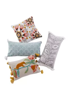 New ❤️ Levtex Home Melina Tiger Crewel Tassel Pillow ⭐ -Cheap Levtex Store Belk 2741