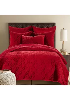 Budget 🔥 Levtex Home BH Caserta Velvet Red Full/Queen Quilt 🥰 -Cheap Levtex Store Belk 285