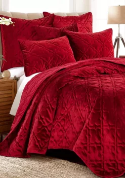 Budget 🔥 Levtex Home BH Caserta Velvet Red Full/Queen Quilt 🥰 -Cheap Levtex Store Belk 287