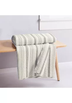 Brand new 🌟 Levtex Home Rochelle Stripe Gray Quilted Throw ✨ -Cheap Levtex Store Belk 3014