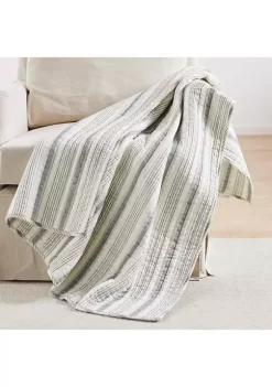 Brand new 🌟 Levtex Home Rochelle Stripe Gray Quilted Throw ✨ -Cheap Levtex Store Belk 3017