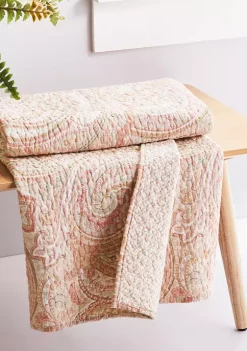 Discount 💯 Levtex Home Spruce Coral Coral Quilted Throw 😀 -Cheap Levtex Store Belk 3104