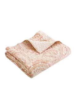 Discount 💯 Levtex Home Spruce Coral Coral Quilted Throw 😀 -Cheap Levtex Store Belk 3106