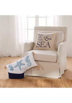 Best Pirce 😀 Levtex Home Blue Bay You, Me & The Sea Pillow ⌛ -Cheap Levtex Store Belk 3366
