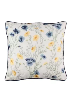 Best Sale 🤩 Levtex Home Linnea Blue Floral Embroidered Pillow ❤️ -Cheap Levtex Store Belk 3565