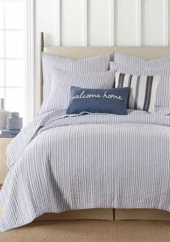 Flash Sale 🥰 Levtex Home Tobago Stripe Blue Euro Sham Set of 2 🎁 -Cheap Levtex Store Belk 3633