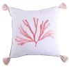 Discount 🌟 Levtex Home Embroidered Coral with Tassels Pillow 😉 -Cheap Levtex Store Belk 3800