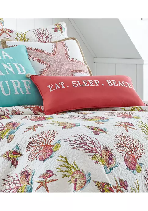 Brand new 🥰 Levtex Home Coral Eat Sleep Beach Pillow 🥰 4 Brand new 🥰 Levtex Home Coral Eat Sleep Beach Pillow 🥰 - Image 2