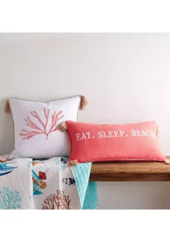 Brand new 🥰 Levtex Home Coral Eat Sleep Beach Pillow 🥰 8 Brand new 🥰 Levtex Home Coral Eat Sleep Beach Pillow 🥰 -Cheap Levtex Store Belk 3805