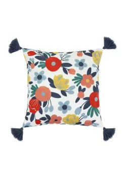 Wholesale 😀 Levtex Home Josephina Floral Crewel Tassel Pillow 🛒