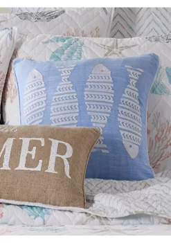 Brand new 🛒 Levtex Blue Sea Fish Embroidered Pillow 💯 -Cheap Levtex Store Belk 4112