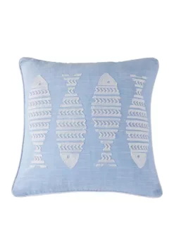 Brand new 🛒 Levtex Blue Sea Fish Embroidered Pillow 💯 -Cheap Levtex Store Belk 4113