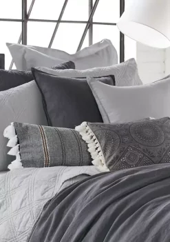 Deals 🤩 Levtex Home Black Crewel Stitch Tassel Pillow ⭐ -Cheap Levtex Store Belk 4119